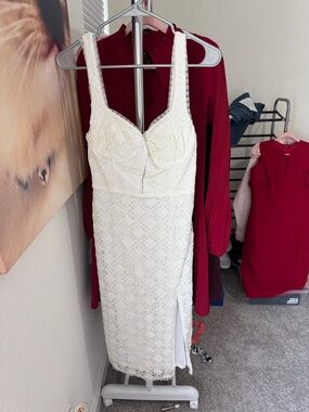 Astr Lace Corset Midi Dress Sz M